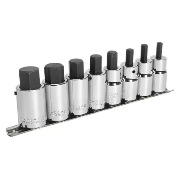 Image of Genuine SEALEY AK62258 Hex Socket Bit Set 8pc 1/2Sq Drive Metric
