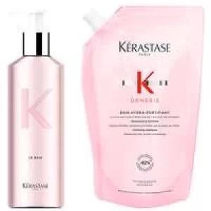 Image of Kerastase Genesis Bain Hydra-Fortifiant: Refillable Aluminium Bottle and Shampoo Refill Pouch 500ml