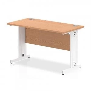 Image of Trexus Desk Rectangle Cable Managed White Leg 1200x600mm Oak Ref
