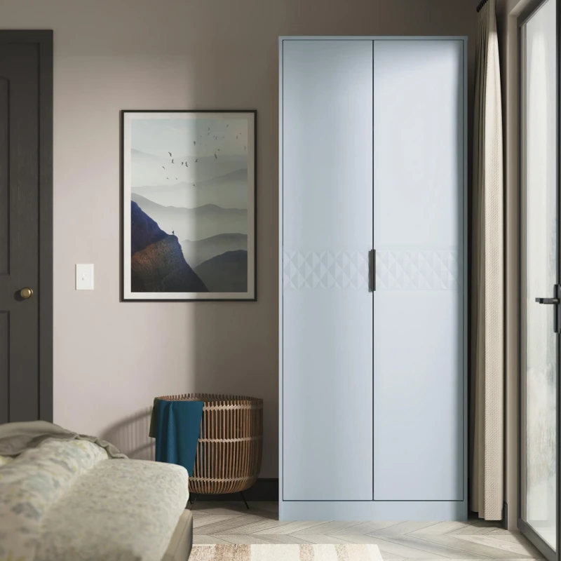 Image of Ready Assembled 2 U Islay 2 Door Wardrobe (Ready Assembled) in Light Blue Light Blue Unisex
