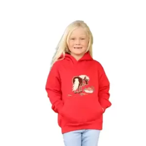 image of British Country Collection Girls Pony Hoodie (7-8 Years) (Red)