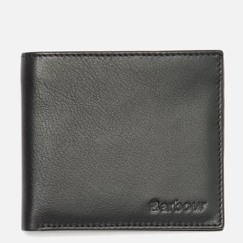 Image of Barbour Mens Colwell Leather Billfold Wallet - Black/Winter Red
