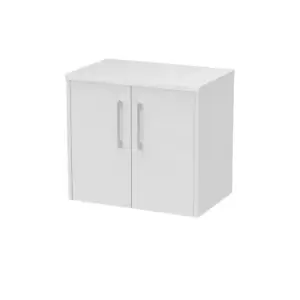 Image of Hudson Reed Juno 600mm Wall Hung 2 Door Vanity & Sparkling White Laminate Top - White Ash