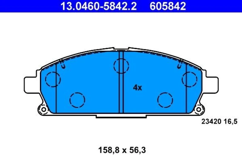 Image of ATE 13.0460-5842.2 Brake pad set excl. wear warning contact Brake Pad Set,disc brake (402)