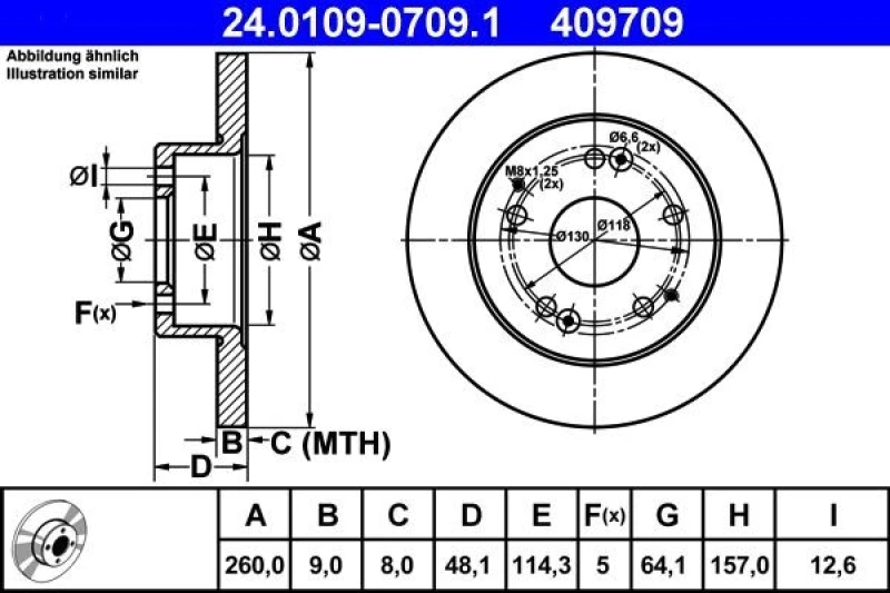 Image of ATE 24.0109-0709.1 Brake disc solid Brake Disc (82)