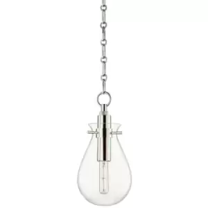 image of Ivy 1 Light Small Pendant Polished Nickel, Glass