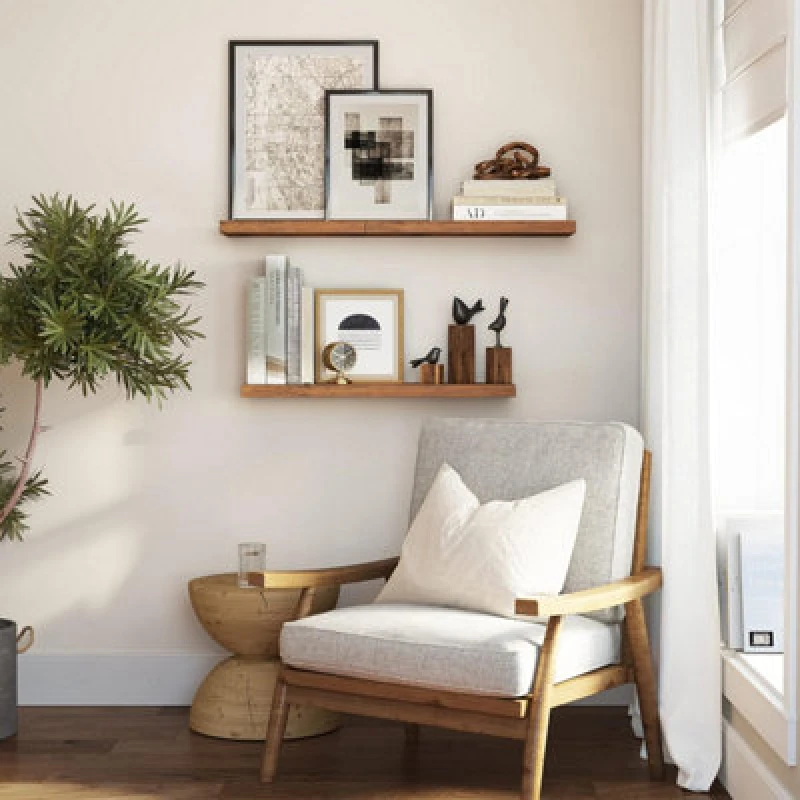 Image of Songmics Wall Shelf, Floating Shelf, Hanging Shelf, For Books, Photos, Decoration, 80 X 20 X 3.8 Cm, Mdf For Living Room, Kitchen