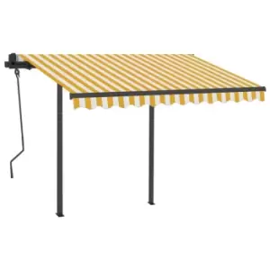 image of Vidaxl Manual Retractable Awning With LED 3.5X2.5 M Yellow And White