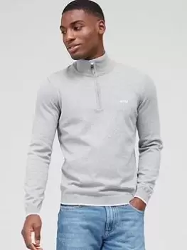Image of BOSS Boss Zallo Quarter Zip Jumper, Light Grey, Size 2XL, Men