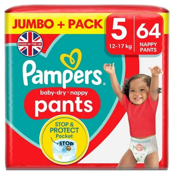 Image of Pampers Baby Dry Pants Size 5 Jumbo Plus Pack 64 Nappies