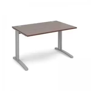 image of TR10 straight desk 1200mm x 800mm - silver frame and walnut top