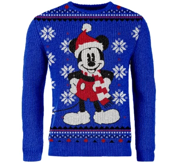 image of Mickey Mouse Knitted Christmas Jumper - Blue - L