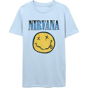 Image of Nirvana - Xerox Smiley Blue Unisex Large T-Shirt - Blue