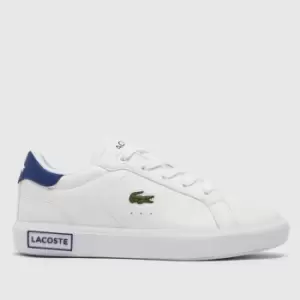 image of Lacoste White & Blue Powercourt Boys Junior Trainers