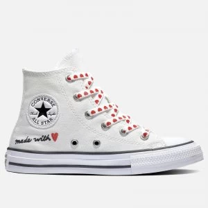 Converse Kids Chuck Taylor All Star Heart Hi - Top Trainers - Vintage White - UK 2 Kids