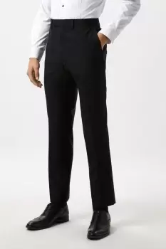 Image of Mens Slim Fit Black Wool Blend Tuxedo Trousers