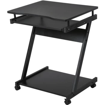 Image of Homcom - Movable Computer Desk with 4 Moving Wheels Sliding Keyboard Tray Black