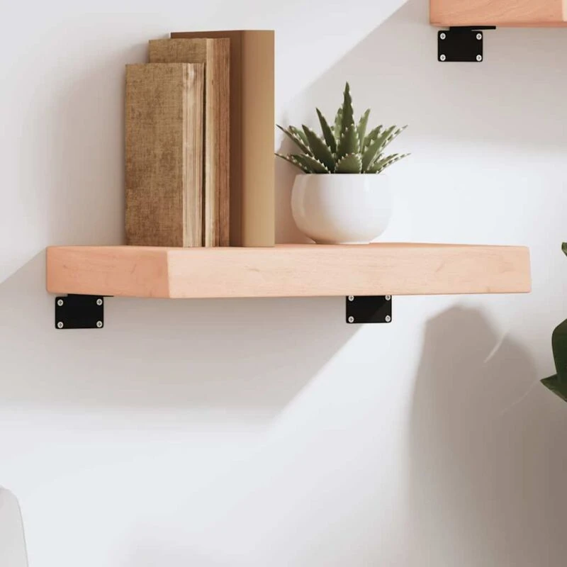 Image of Vidaxl Wall Shelf 40X30X6cm Untreated Solid Wood Oak, Brown 363508