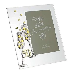 image of 4" x 6" - 50th Anniversary Glass Photo Frame