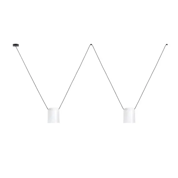 Image of Attic Decorative Hanging Ceiling Pendant Matt White Matt Black 2x E27 / 175cm x 400cm