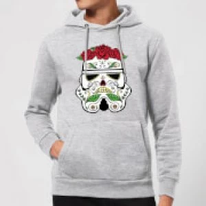 Image of Star Wars Day Of The Dead Stormtrooper Pullover Hoodie - Grey - L