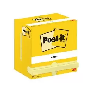 image of Post-it Notes 76x127mm 100 Sheets Canary Yellow Pack of 12 655-CY