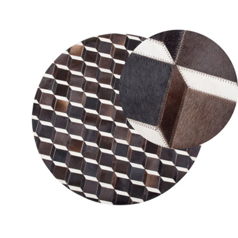 Image of Beliani Rug Alpkoy Brown 140 Cm Leather