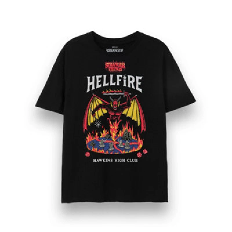 Image of Stranger Things Stranger Things Short Sleeved T-Shirt in Black Size: Small Black S Unisex 5063203037254
