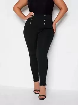 Image of Yours Ponte Button Legging, Black, Size 18, Women
