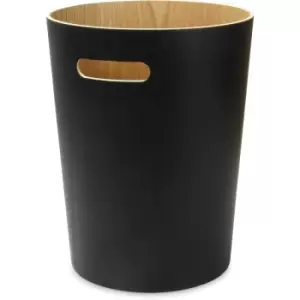 Image of Wooden Waste Paper Bin Black M&W - Black