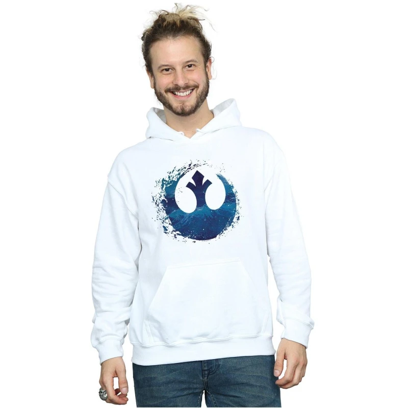 Image of Disney Men Star Wars The Rise Of Skywalker Resistance Symbol Wave Hoodie in White Size: Small White S Male 5059400288070