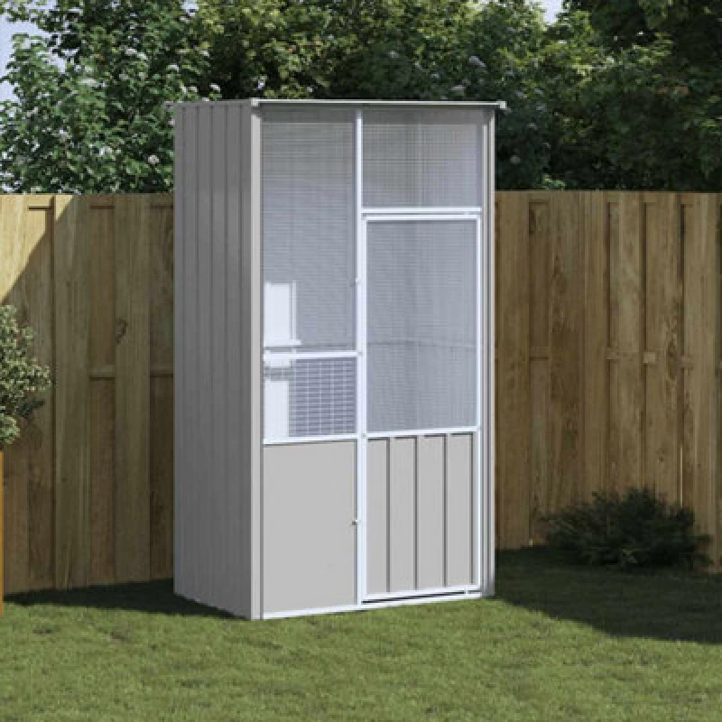 Image of vidaXL Bird Cage Grey 115x78x200cm Galvanised Steel, Grey 172343