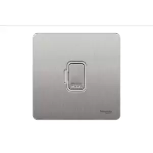Image of Schneider Electric Ultimate Screwless Flat Plate - Unswitched Fused Connection Unit, 13A, GU5400WSS, Stainless Steel with White Insert
