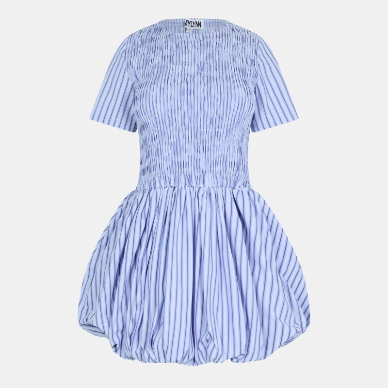 Image of AmyLynn Womens Eleanor Puffball Mini Dress Blue/Black female 6 (XS)