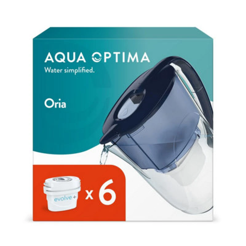 Image of Aqua Optima Oria Water Filter Jug 2.8L Capacity + 6 Months Filter Cartridges, Blue Blue unisex
