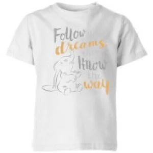 image of Dumbo Follow Your Dreams Kids T-Shirt - White - 11-12 Years