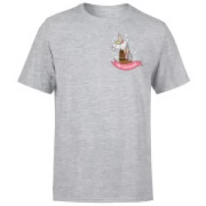 Image of Christmas Unicorn Pocket T-Shirt - Grey - 3XL