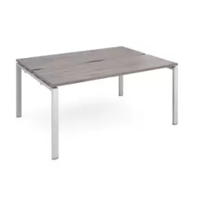 image of Adapt sliding top back to back desks 1600mm x 1200mm - silver frame and grey oak top