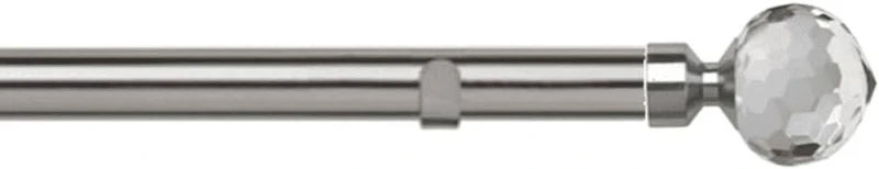 Image of New Edge Blinds 28mm Fixed Length Metal Eyelet Curtain Pole Set - Bella Finial in Silver Size: 170cm Silver Unisex 170 cm