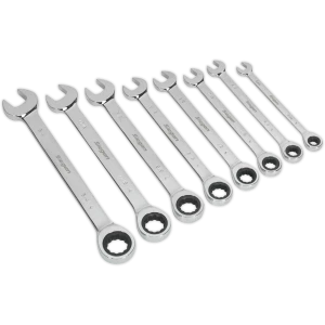 Image of Siegen 8 Piece Ratchet Combination Spanner Set Imperial