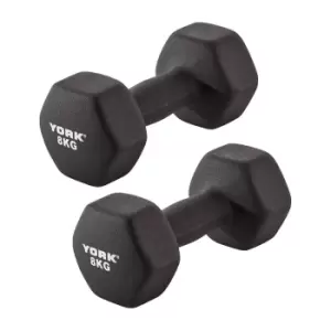 York Neoprene Hex Dumbbells 2 x 8kg