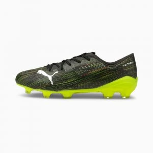 Image of PUMA Ultra 2.2 FG/AG Mens Football Boots, Black/White/Yellow Alert Size 10 Shoes