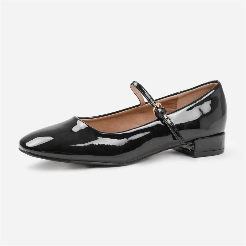 Image of Where's That From 'Portugal' Low Heel With Strap And Buckle Detail Black