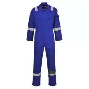 image of Biz Flame Mens Aberdeen Flame Resistant Antistatic Coverall Royal Blue 3XL 32"