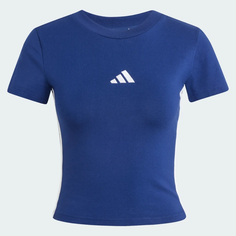 Image of Adidas Womens T-Shirt adidas Essentials 3 Stripes Bleu Female L