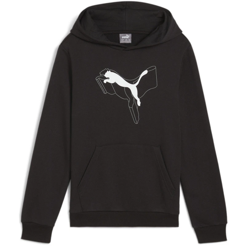 Image of Puma Ess+ Logo Lab Cat Hoodie Tr B Hoody Unisex Kids - Black 7 - 8 Years