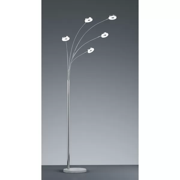 Image of Rennes Modern 5 Light Multi Arm Floor Lamp Chrome 3000K
