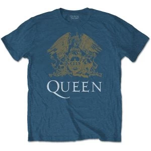 Image of Queen - Crest Mens Large T-Shirt - Indigo Blue