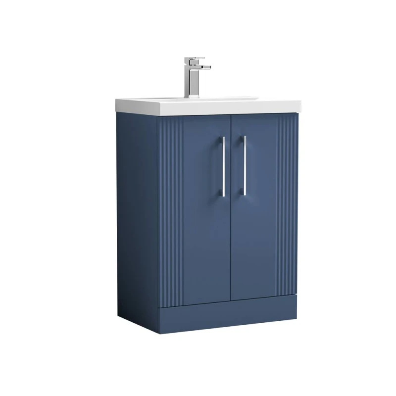 Image of Balterley 2 Door Floor Standing Vanity Unit Mid Edge Basin Blue 600mm Blue