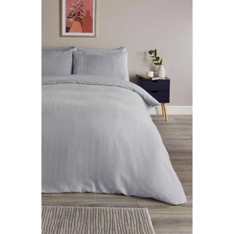 Image of Homelife Herringbone Soft Touch Duvet Set - Grey Grey Single